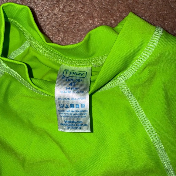 i play. Lime Green Kids Swim Rashguard - Picture 2 of 3